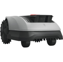 Rückansicht eines Rasenmähroboters