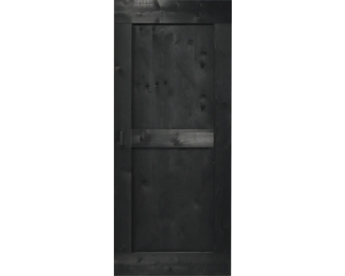 Schwarze Holztür mit Griff