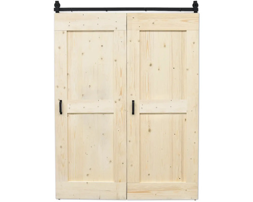 Doppelte Scheunentür aus Holz mit Schiebetürbeschlag