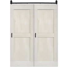 Doppelte Schiebetür aus Holz mit Beschlägen