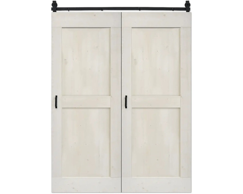 Doppelte Schiebetür aus Holz mit Beschlägen