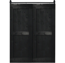 Schwarze Holzschiebetür mit Beschlägen