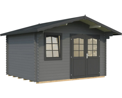 Gartenhaus Palmako Emma 10,4 m² inkl. Fußboden 426 x 380 cm dunkelgrau-anthrazit Gartenhaus aus Holz mit Fenster und Doppeltür