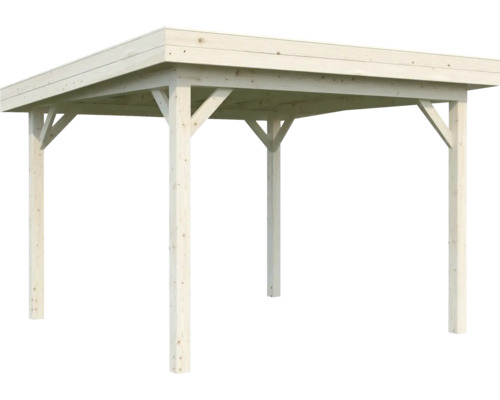 Holzcarport mit Flachdach und vier Pfosten