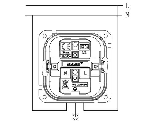 Schaltplan einer Elektroinstallationsdose