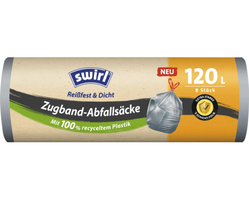 Abfallsack Swirl® 120 L, mit Zugband, 8 Beutel