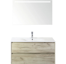 Waschtischkombination mit Spiegel und zwei Schubladen