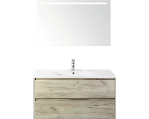 Waschtischkombination mit Spiegel und zwei Schubladen