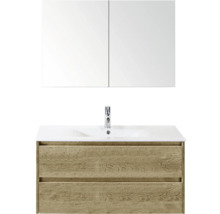 Waschtischkombination mit Spiegelschrank und zwei Schubladen