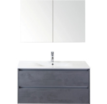 Waschtisch mit zwei Schubladen, Waschbecken und Spiegelschrank