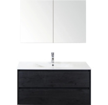 Waschtischkombination mit Spiegelschrank, Waschbecken, Armatur und Schubladen