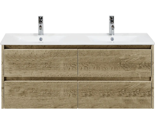 Waschtischunterschrank mit zwei Waschbecken und vier Schubladen