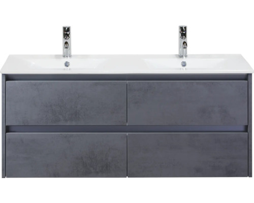 Waschtischunterschrank mit zwei Waschbecken und vier Schubladen