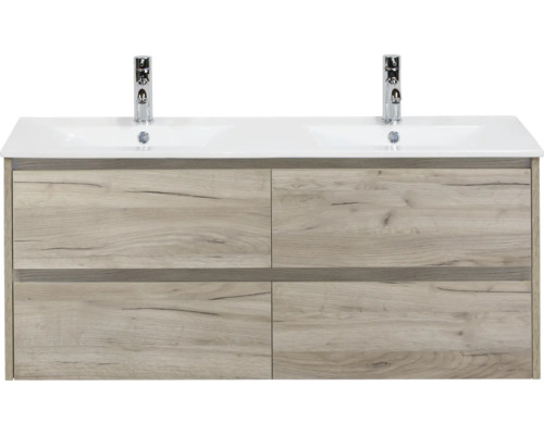 Waschtischunterschrank mit zwei Waschbecken und vier Schubladen