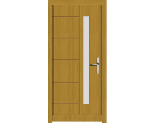 Haustür DW02 Kiefer/Eiche S12-Honig 1000x2100 mm DIN Rechts (nach innen öffnend) Holztür mit Glaseinsatz und Türgriff