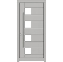 Haustür mit Glaseinsätzen und Edelstahlgriff