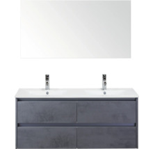 Waschtisch mit Spiegel, Aufsatzwaschbecken und Armaturen für das Badezimmer