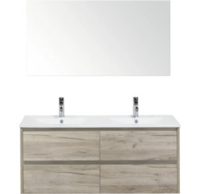 Badezimmermöbelset mit Waschtischunterschrank, Aufsatzwaschbecken und Spiegel