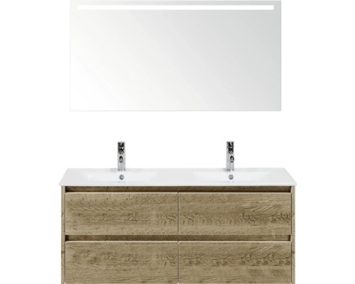 Badezimmermöbelset mit Waschtischunterschrank, Waschtisch und Spiegel