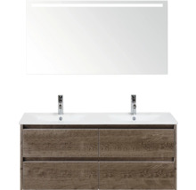 Waschtisch mit Spiegel und zwei Waschbecken