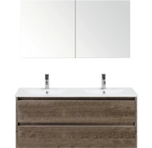 Badezimmermöbel-Set mit Doppelwaschtisch, Unterschrank und Spiegelschrank