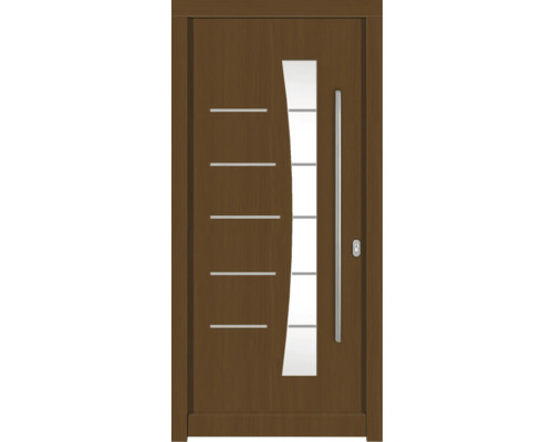 Haustür DW13 Kiefer/Eiche S52-Zeder 1000x2100 mm DIN Rechts (nach innen öffnend) Moderne Haustür aus Holz mit Glaseinsatz und Griffstange