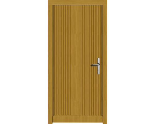 Haustür DW39 Kiefer/Eiche S12-Honig 1000x2100 mm DIN Rechts (nach innen öffnend) Holztür mit senkrechten Rillen und Türgriff