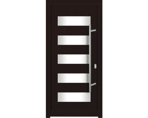 Haustür DW57 Kiefer/Eiche S80-Lapacho 1000x2100 mm DIN Rechts (nach innen öffnend) Haustür mit Griff und horizontalen Glaseinsätzen