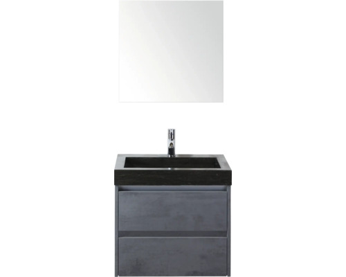 Waschtisch mit Waschbecken, Wasserhahn und Spiegel