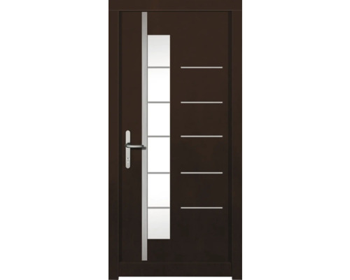 Haustür DW18 Kiefer/Eiche Nussbaum 1100x2100 mm DIN Links (nach innen öffnend) Moderne Haustür mit Glaseinsatz und horizontalen Zierlinien