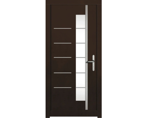 Haustür DW18 Kiefer/Eiche Nussbaum 1100x2100 mm DIN Rechts (nach innen öffnend) Haustür mit Glaseinsatz und horizontalen Zierlinien