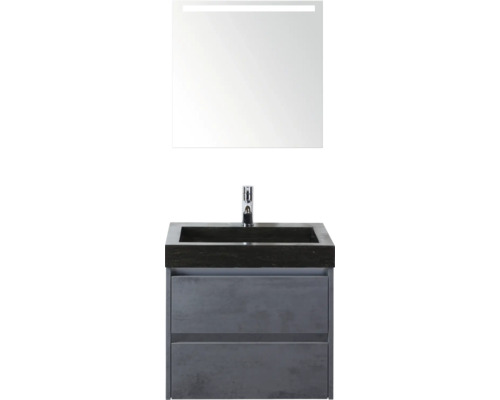 Waschtisch mit Unterschrank und beleuchtetem Spiegel für das Badezimmer