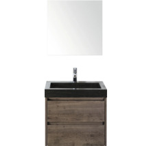 Waschtischkombination mit Spiegel, Waschbecken, Armatur und Unterschrank mit zwei Schubladen