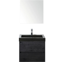 Waschtisch mit zwei Schubladen, Aufsatzwaschbecken und Spiegel