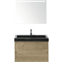 Waschtischkombination mit Spiegel und Unterschrank aus Holz