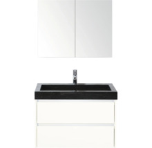 Waschtischkombination mit Waschbecken, Armatur und Spiegelschrank für das Badezimmer