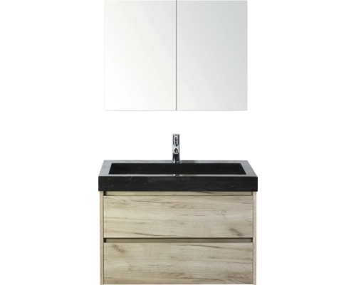 Badezimmermöbel-Set mit Waschtischunterschrank, Waschbecken und Spiegelschrank