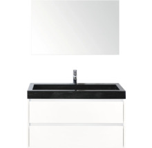 Waschtisch mit Spiegel, Armatur und Schubladen