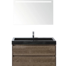 Waschtischkombination mit Waschtisch, Unterschrank mit Schubladen und Spiegel mit Beleuchtung