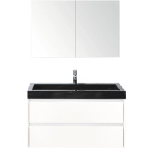 Waschtischkombination mit Spiegelschrank, Armatur und zwei Schubladen