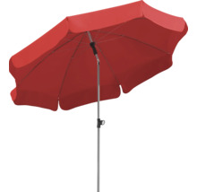 Roter Sonnenschirm mit Stahlständer für den Außenbereich