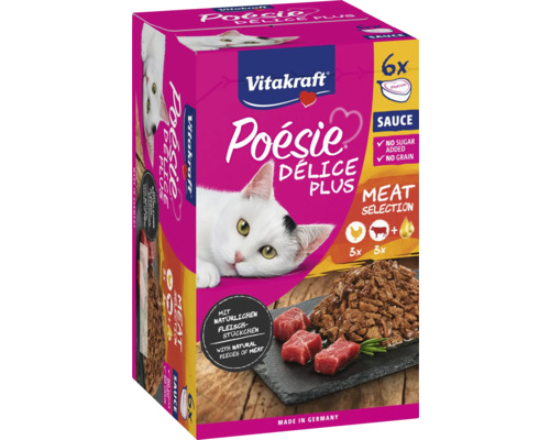 Katzenfutter nass Vitakraft Poésie Délice Meat Selection 6x85 g Vitakraft Poésie Délicé Plus Katzenfutter mit Fleischstücken