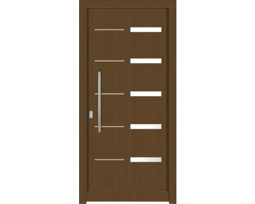 Haustür DW20 Kiefer/Eiche S52-Zeder 1100x2100 mm DIN Links (nach innen öffnend) Holztür mit Griff und horizontalen Dekorelementen