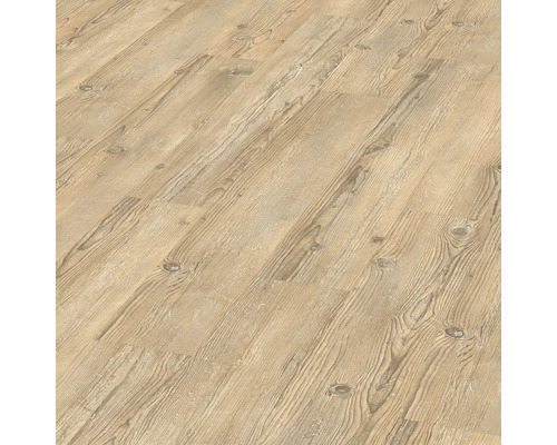 Designboden Morella Fichte Landhausdiele Designboden mit Klickverbindung 1292 x 193 x 7,5 mm Nahaufnahme von Paneelen mit Holzoptik für den Bodenbereich