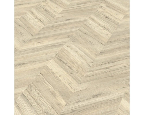 Laminat Nature Sense Rillington Eiche hell Landhausdiele 1292 x 327 x 8 mm Bodenbelag im Fischgrätenmuster