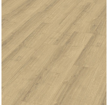 Boden aus hellem Laminat mit Holzoptik.