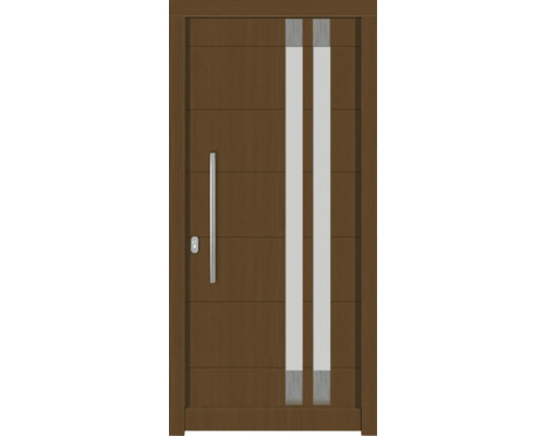 Haustür DW27 Kiefer/Eiche S52-Zeder 1000x2100 mm DIN Links (nach innen öffnend) Haustür mit Glasausschnitt und Griff
