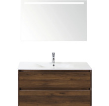 Waschtisch mit Unterschrank, Waschbecken und Spiegel mit Beleuchtung