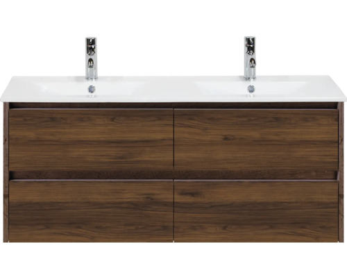 Waschtischunterschrank mit vier Schubladen und zwei Armaturen