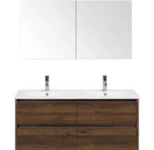 Waschtischkombination mit zwei Waschbecken, Unterschrank mit Schubladen und Spiegelschrank